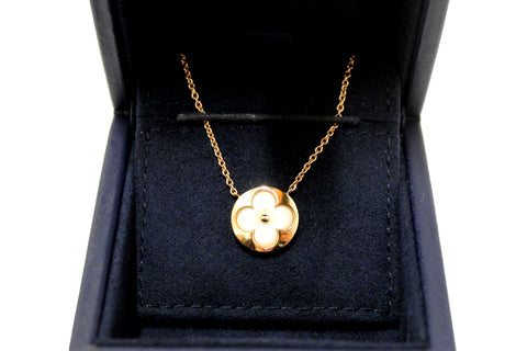 Louis Vuitton Pink Gold and White Mother-Of-Pearl Color Blossom Sun Pendant Necklace