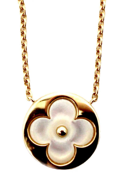 Louis Vuitton Pink Gold and White Mother-Of-Pearl Color Blossom Sun Pendant Necklace