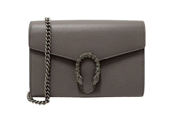 NEW Gucci Grey Leather Dionysus Mini Chain Wallet