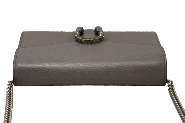 NEW Gucci Grey Leather Dionysus Mini Chain Wallet