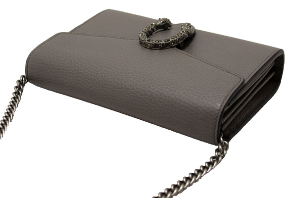 NEW Gucci Grey Leather Dionysus Mini Chain Wallet