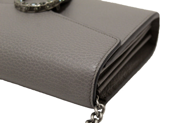 NEW Gucci Grey Leather Dionysus Mini Chain Wallet