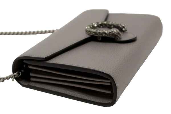 NEW Gucci Grey Leather Dionysus Mini Chain Wallet