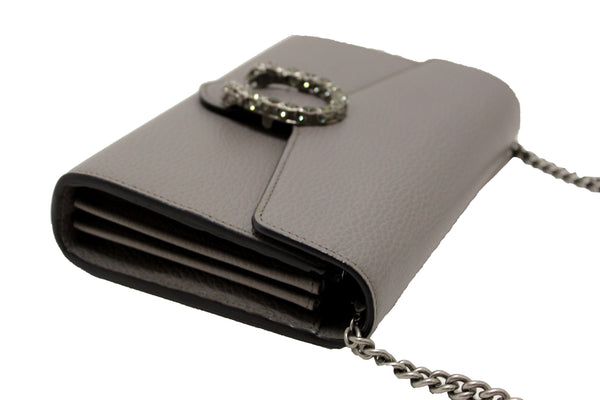 NEW Gucci Grey Leather Dionysus Mini Chain Wallet