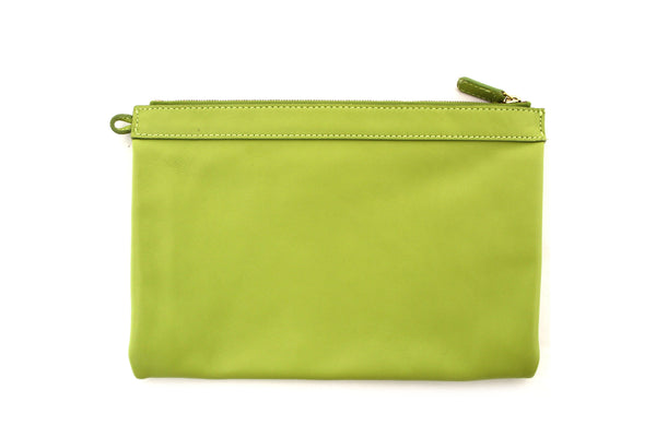 Authentic Jimmy Choo Lime Green Leather Zipper Pouch