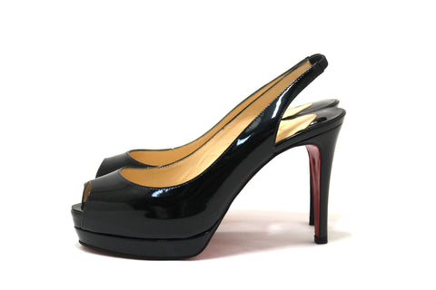 Christian Louboutin Blue Patent Leather Lady Peep Toe Platform Pumps Size 34.5