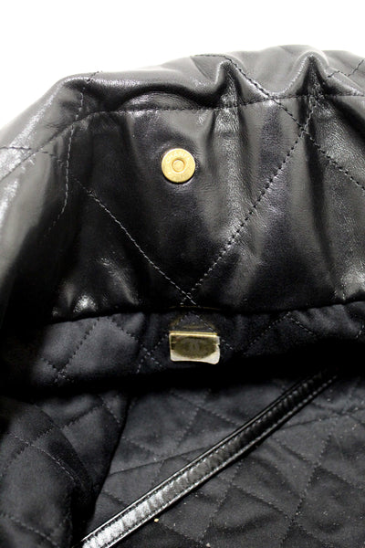 Chanel 22 Black Shiny Calfskin Leather Shoulder Tote Bag