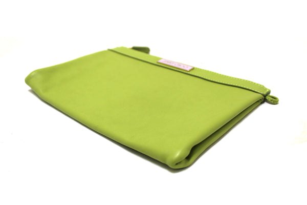 Jimmy Choo Lime Green Leather Zipper Pouch