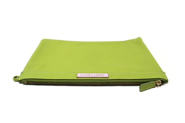 Authentic Jimmy Choo Lime Green Leather Zipper Pouch