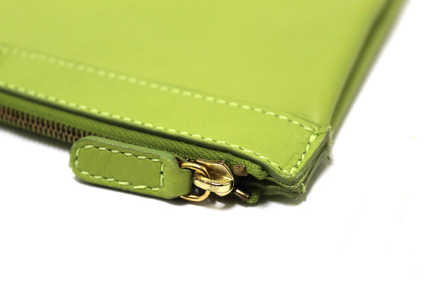 Authentic Jimmy Choo Lime Green Leather Zipper Pouch