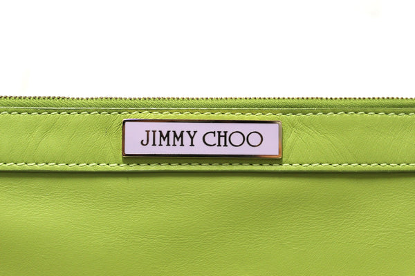 Authentic Jimmy Choo Lime Green Leather Zipper Pouch