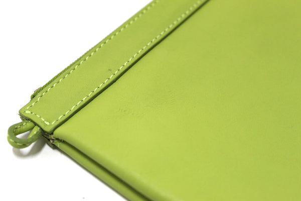 Authentic Jimmy Choo Lime Green Leather Zipper Pouch