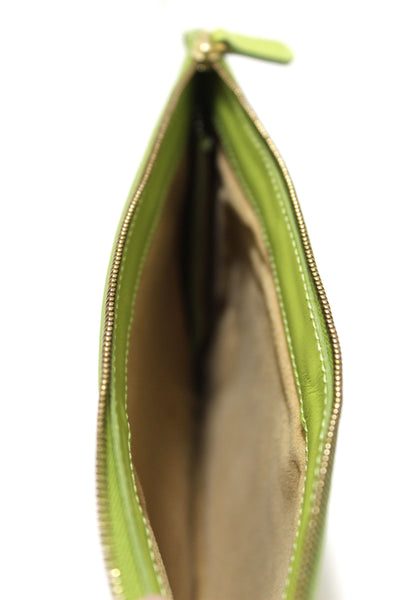 Jimmy Choo Lime Green Leather Zipper Pouch