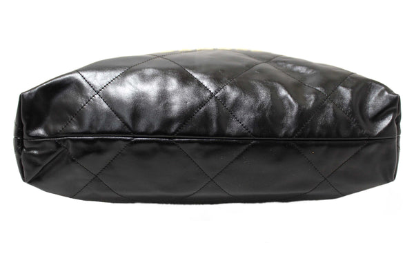 Chanel 22 Black Shiny Calfskin Leather Shoulder Tote Bag
