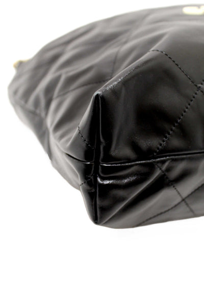 Chanel 22 Black Shiny Calfskin Leather Shoulder Tote Bag