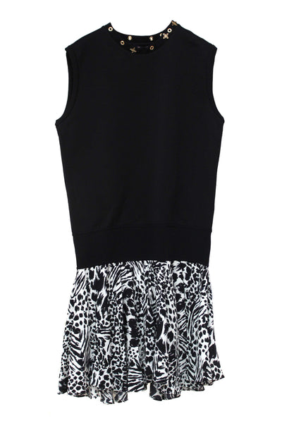 Louis Vuitton Black and Leopard Mini Dress size L