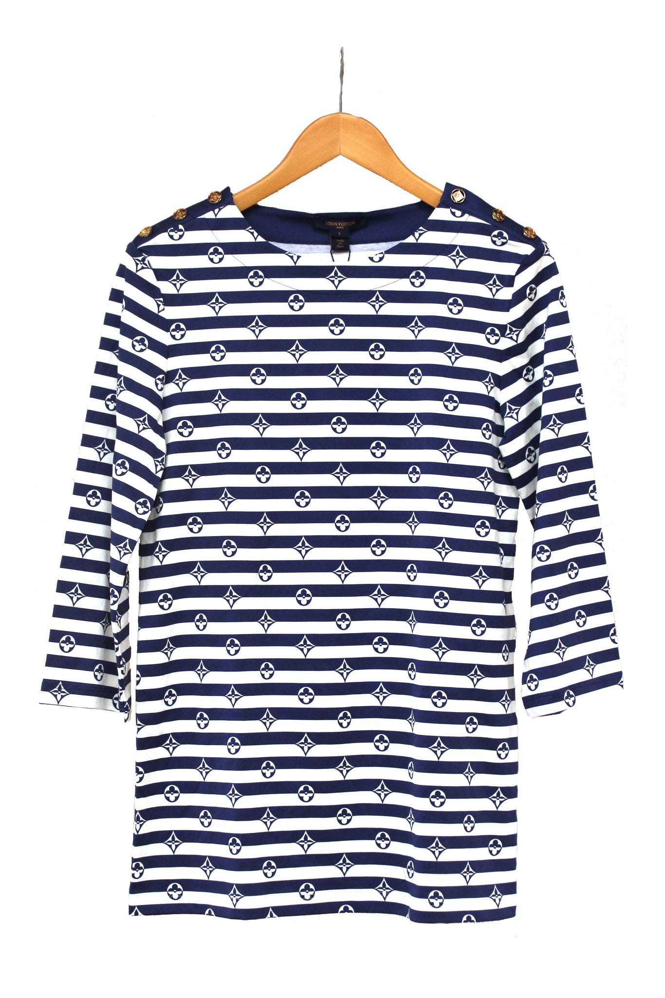 NEW  Louis Vuitton Blue and White Striped Long Sleeve T-shirt size L