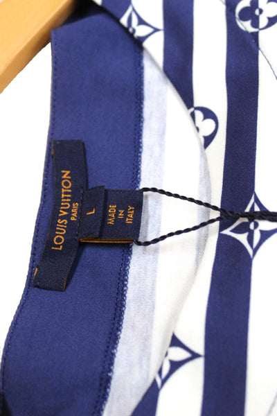 NEW  Louis Vuitton Blue and White Striped Long Sleeve T-shirt size L