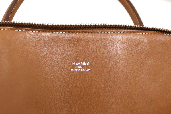 Authentic Hermes Brown Taurillon Clemence Bolide 31 Handbag/Shoulder Bag