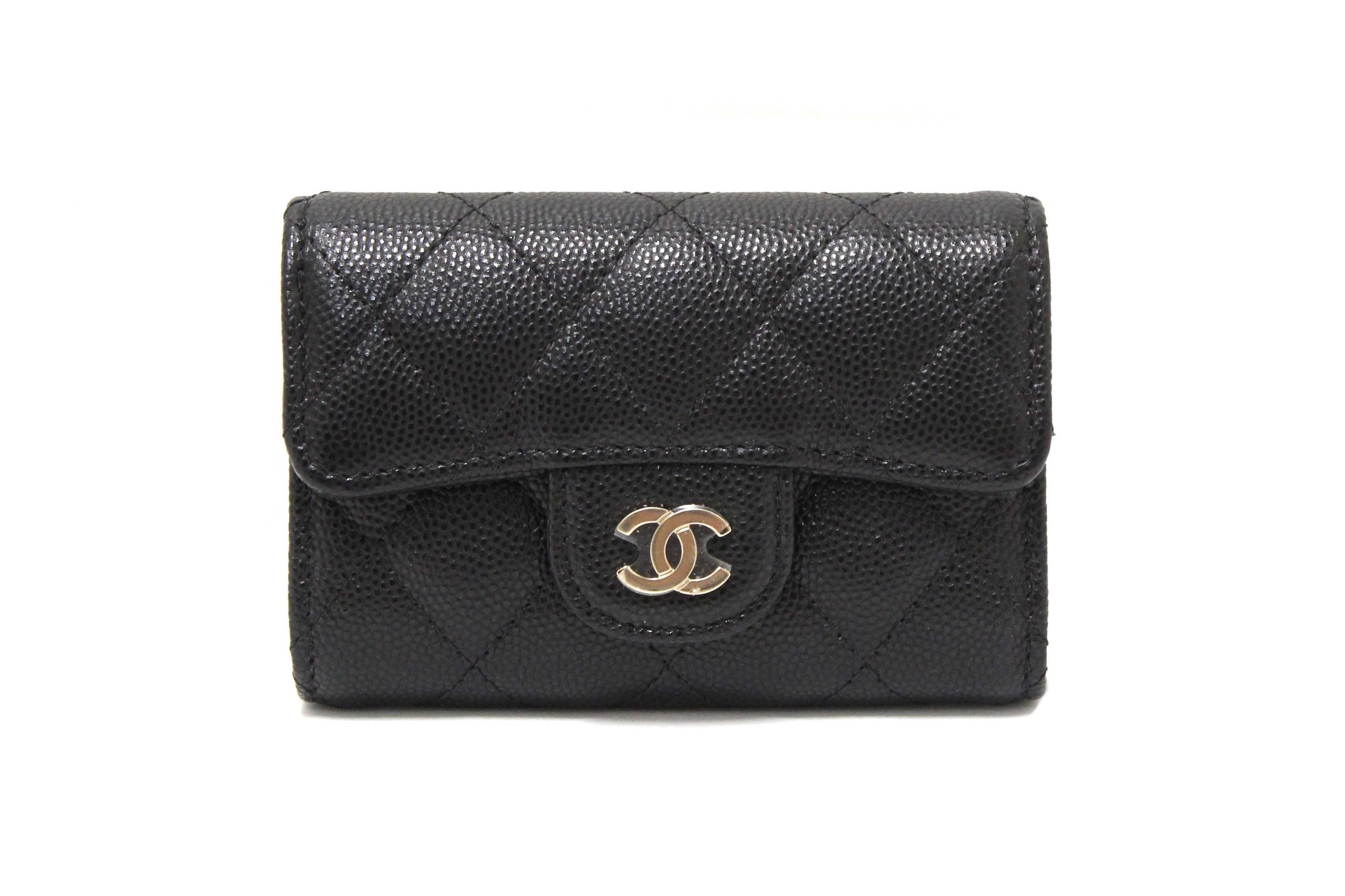 Chanel Black Quilted Caviar Leather Classic 4 Key Holder Wallet