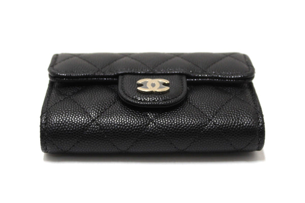 Chanel Black Quilted Caviar Leather Classic 4 Key Holder Wallet