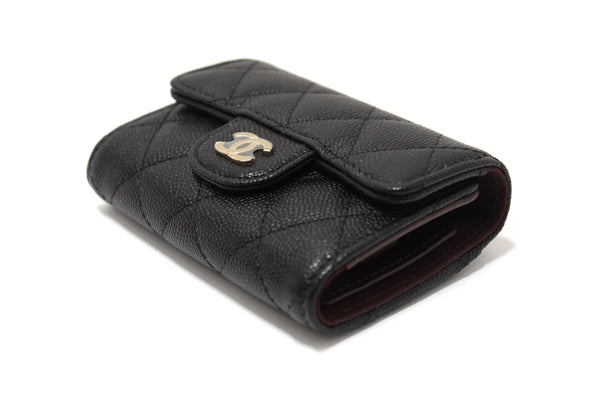 Chanel Black Quilted Caviar Leather Classic 4 Key Holder Wallet