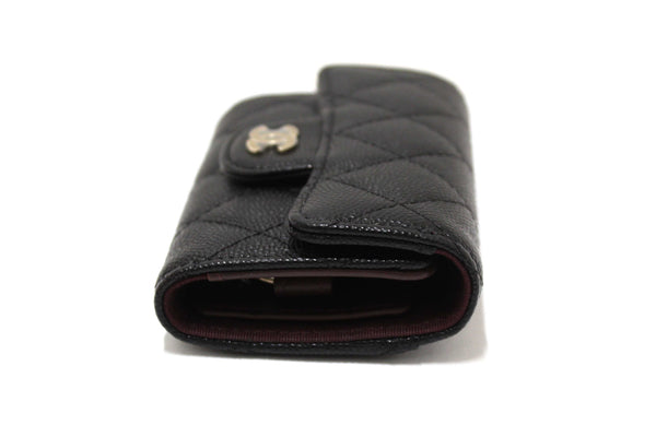 Chanel Black Quilted Caviar Leather Classic 4 Key Holder Wallet
