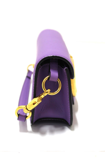 Valentino Purple Calfskin Leather Locò Small Crossbody Bag