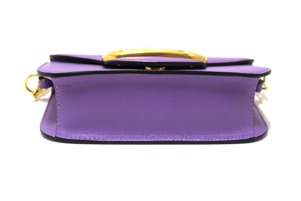 Valentino Purple Calfskin Leather Locò Small Crossbody Bag