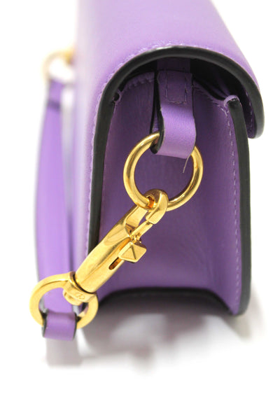 Valentino Purple Calfskin Leather Locò Small Crossbody Bag