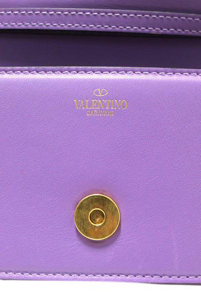 Valentino Purple Calfskin Leather Locò Small Crossbody Bag