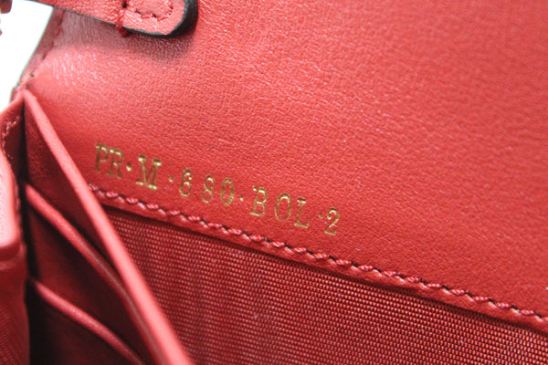Valentino Garavani Red Vitello Small Rockstuf Flap Wallet on Chain