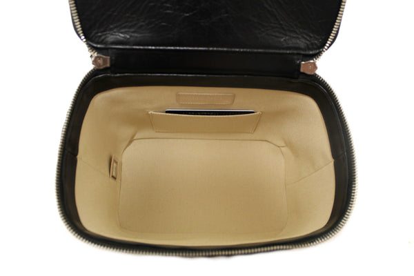 Chanel Black Calfskin and Raffia Vanity Case Shoulder Bag