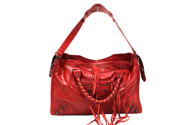 Balenciaga Red Classic City Lambskin Leather Shoulder Bag