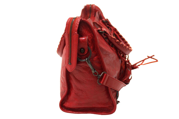 Balenciaga Red Classic City Lambskin Leather Shoulder Bag