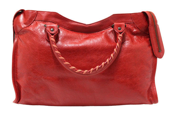 Balenciaga Red Classic City Lambskin Leather Shoulder Bag