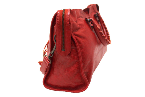 Balenciaga Red Classic City Lambskin Leather Shoulder Bag