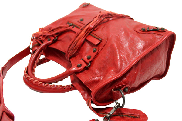 Balenciaga Red Classic City Lambskin Leather Shoulder Bag