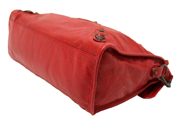 Balenciaga Red Classic City Lambskin Leather Shoulder Bag
