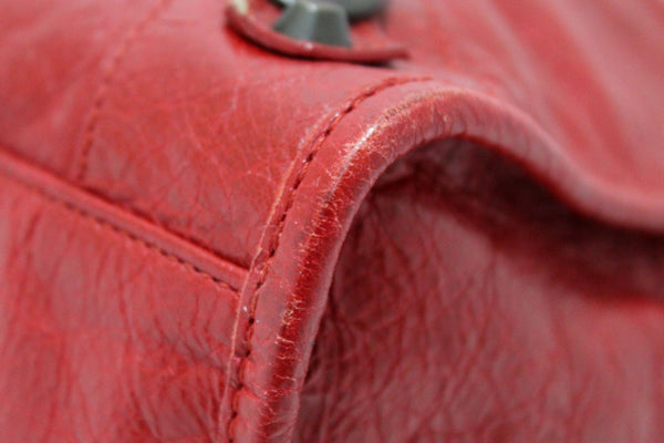 Balenciaga Red Classic City Lambskin Leather Shoulder Bag
