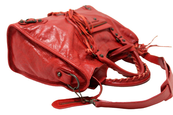 Balenciaga Red Classic City Lambskin Leather Shoulder Bag