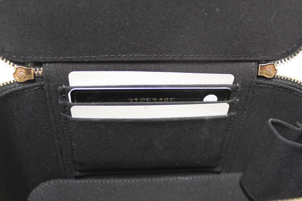 Chanel Black Quilted Lambskin Leather Top Handle Vanity Case with Chain