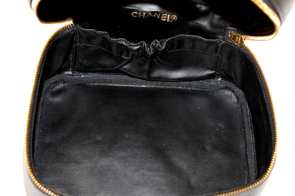 Chanel Vintage Black Caviar CC Timeless Vanity Case Bag