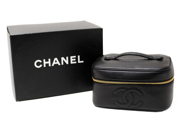 Chanel Vintage Black Caviar CC Timeless Vanity Case Bag