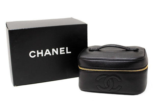 Chanel Vintage Black Caviar CC Timeless Vanity Case Bag