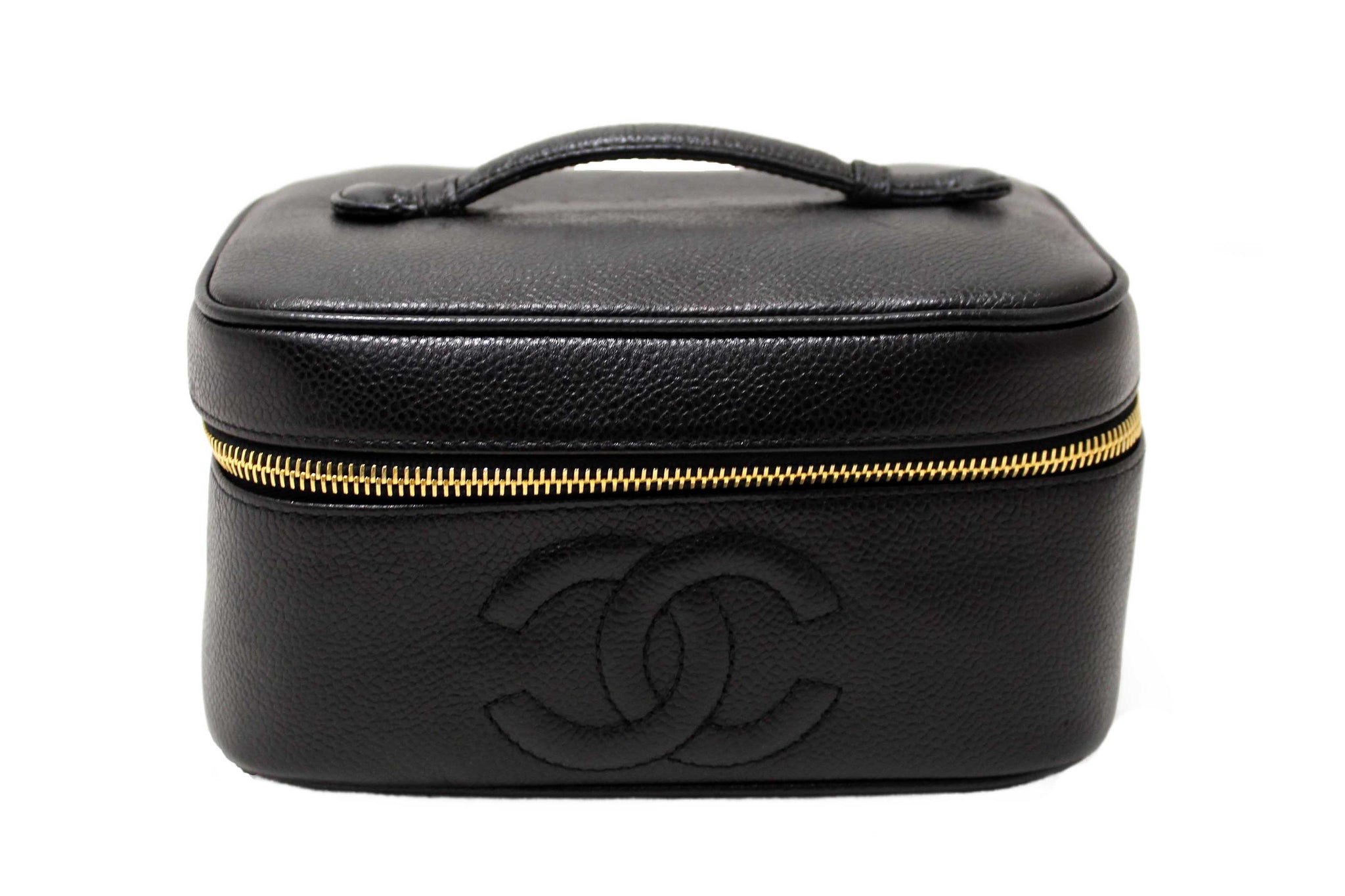 Chanel Vintage Black Caviar CC Timeless Vanity Case Bag