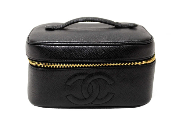Chanel Vintage Black Caviar CC Timeless Vanity Case Bag