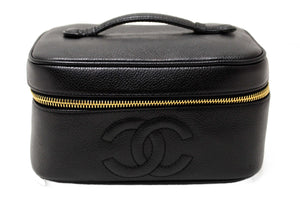 Chanel Vintage Black Caviar CC Timeless Vanity Case Bag