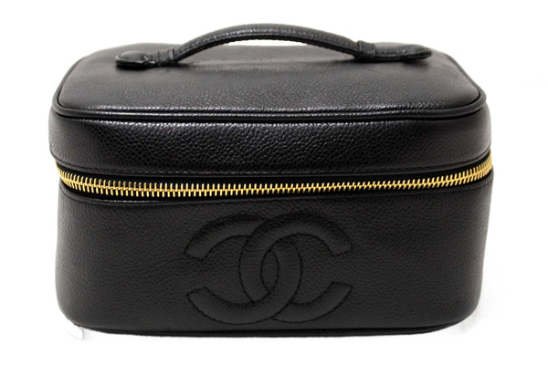 Chanel Vintage Black Caviar CC Timeless Vanity Case Bag