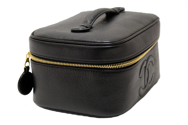 Chanel Vintage Black Caviar CC Timeless Vanity Case Bag